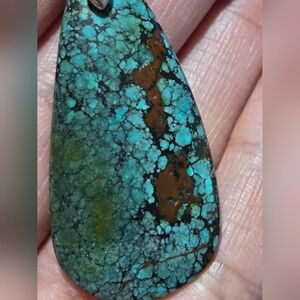 Teardrop Turquoise Stone Pendant - Blue Green Matrix